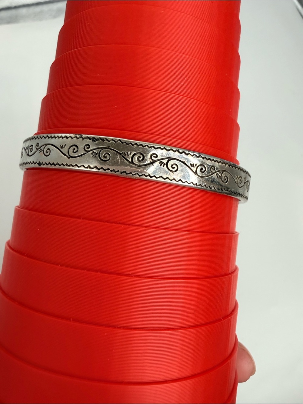 Brighton Canal Etched SIlver tone Round Bangle Bracelet - Picture 3 of 5
